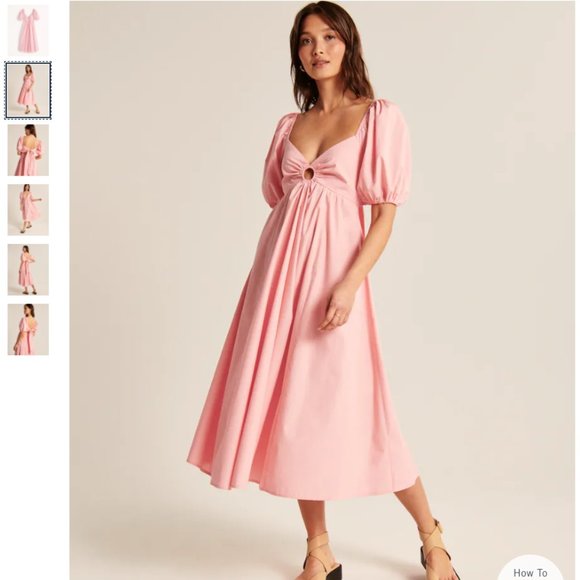 Abercrombie & Fitch Dresses & Skirts - abercrombie & fitch | O-Ring Puff Sleeve Midi Dress, Size Small Petite